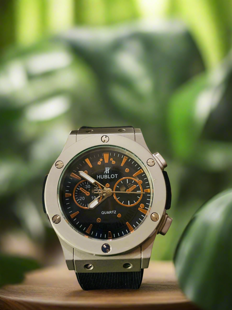 Hublot Men Stylish Wrist Watch in 3 Different Colors Rubber Strip, Stainless Dial with Box