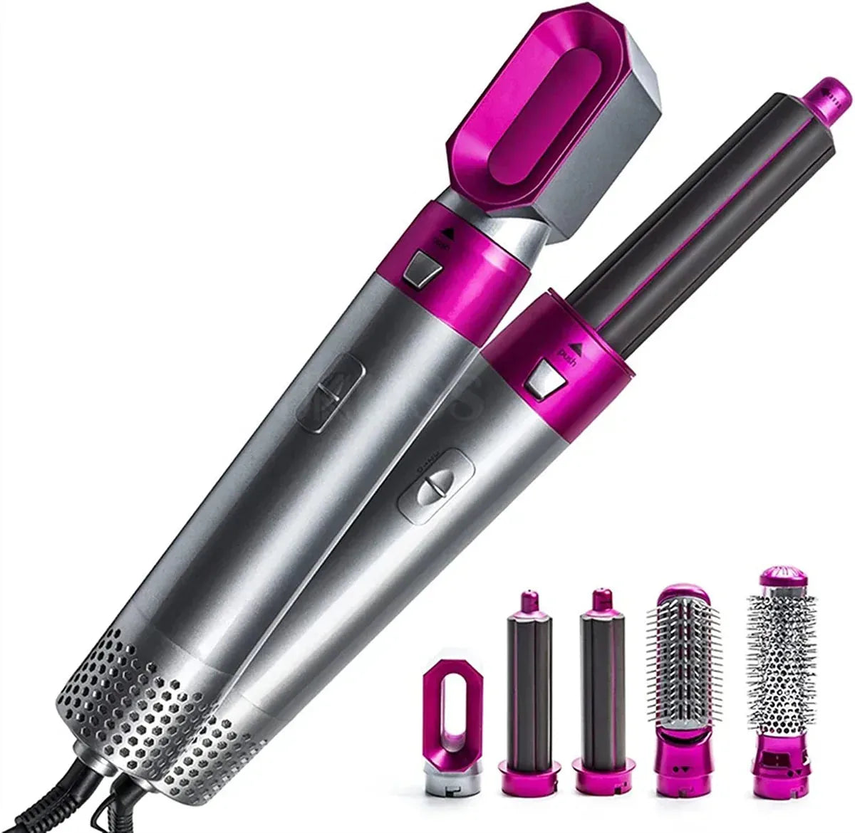5 in 1 Hair Styler, 2025 New Updated Air Styler with Hot Air Brush, Air Curler, Hair Dryer, Straighteners,Wrapper (Purple Light)