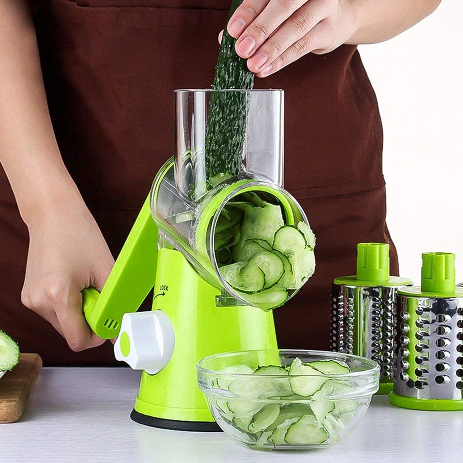 Stainless Steel Vegetable Cutter with Collection Basin – Mandoline Slicer for Finger Chips, Salads & Kitchen Use