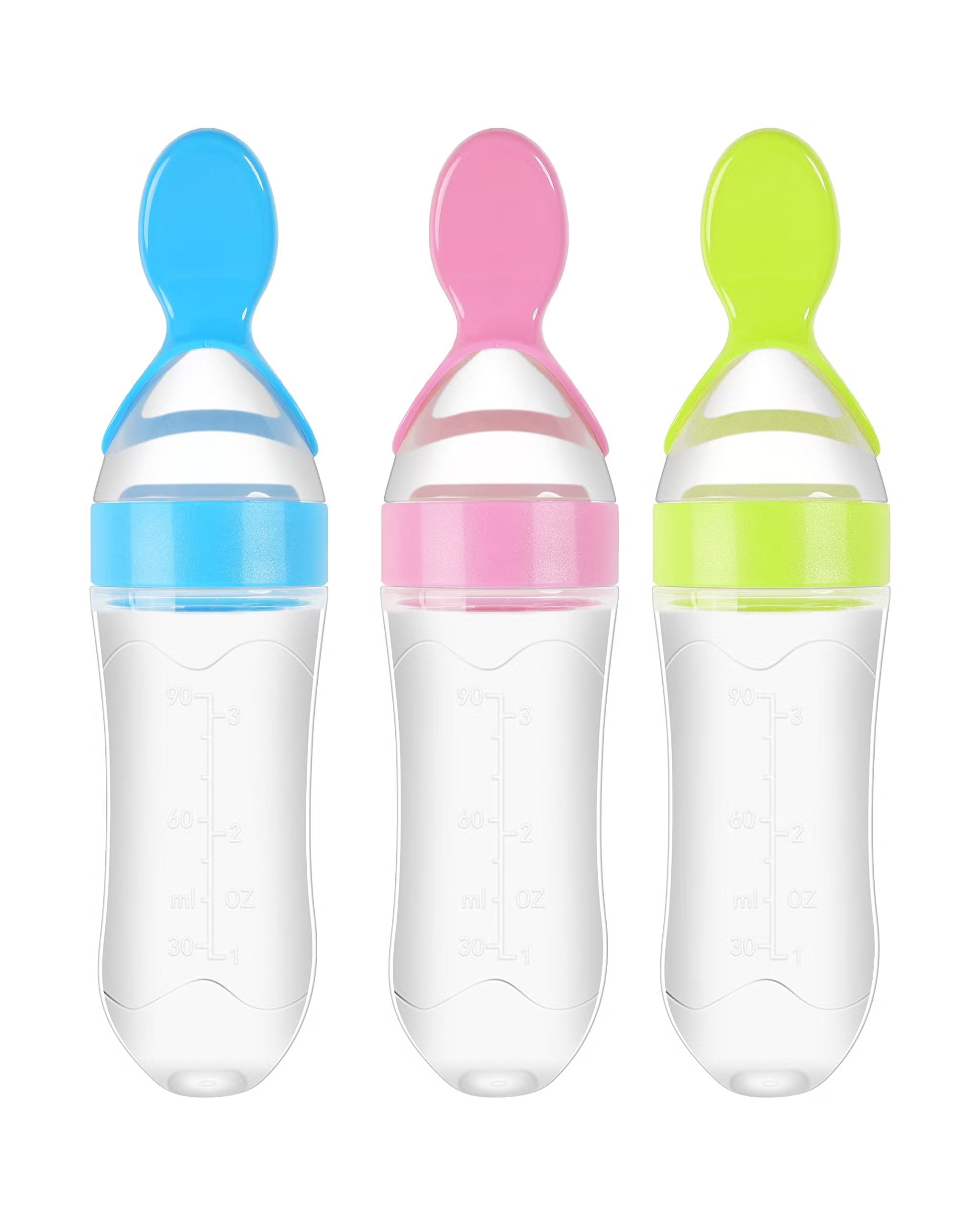 Baby Silicone Spoon Feeder Bottle – 90ml Soft Squeeze Feeding Bottle for Infants & Toddlers (Food & Cereal Dispenser)
