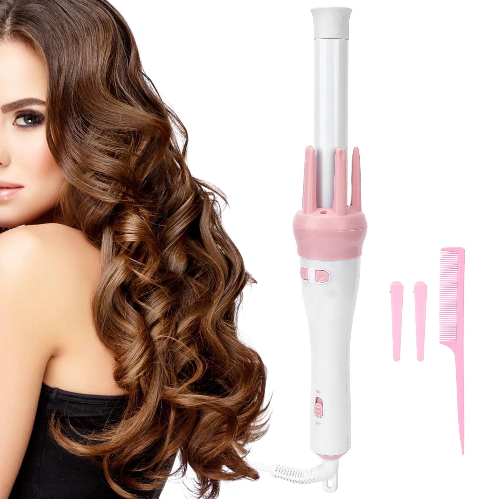 Automatic Hair Curler 360° Rotating Instawave | 1-Inch Ceramic Tourmaline Spin Curling Wand for Quick Salon Curls