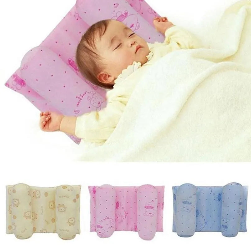 Memory Foam Infant Pillow – Flat Head Prevention, Anti-Roll Newborn Sleeping Cushion with Neck & Spine Support (Random Color)