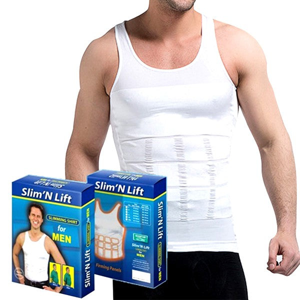 Slim N Lift Men’s Slimming Vest – Body Shaper for Tummy Control & Slim Fit White