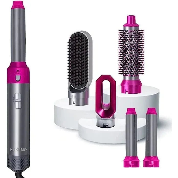 5 in 1 Hair Styler, 2025 New Updated Air Styler with Hot Air Brush, Air Curler, Hair Dryer, Straighteners,Wrapper (Purple Light)