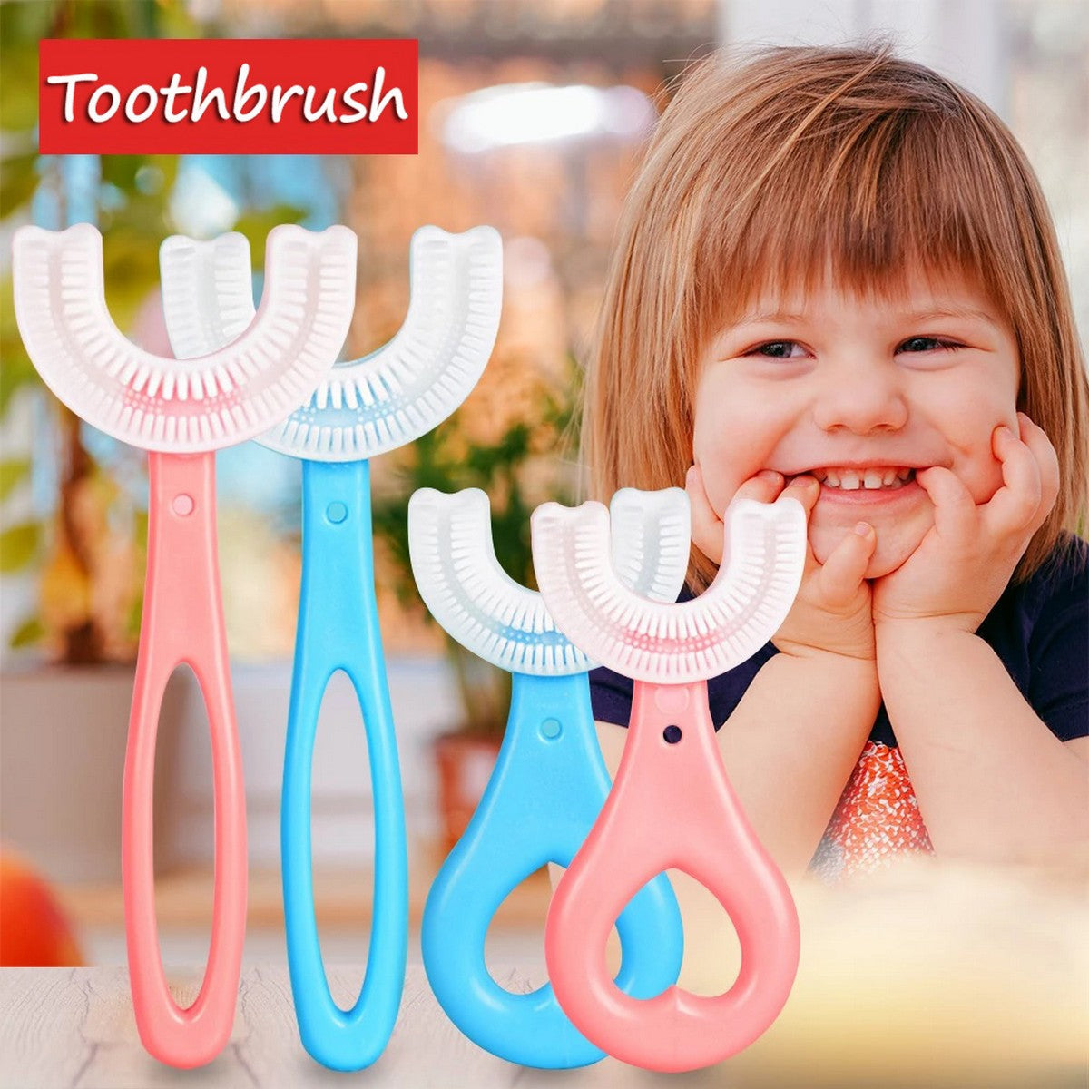 Kids U-Shaped Toothbrush – Soft Silicone 360° Oral Cleaning Brush for Toddlers Age 2–6