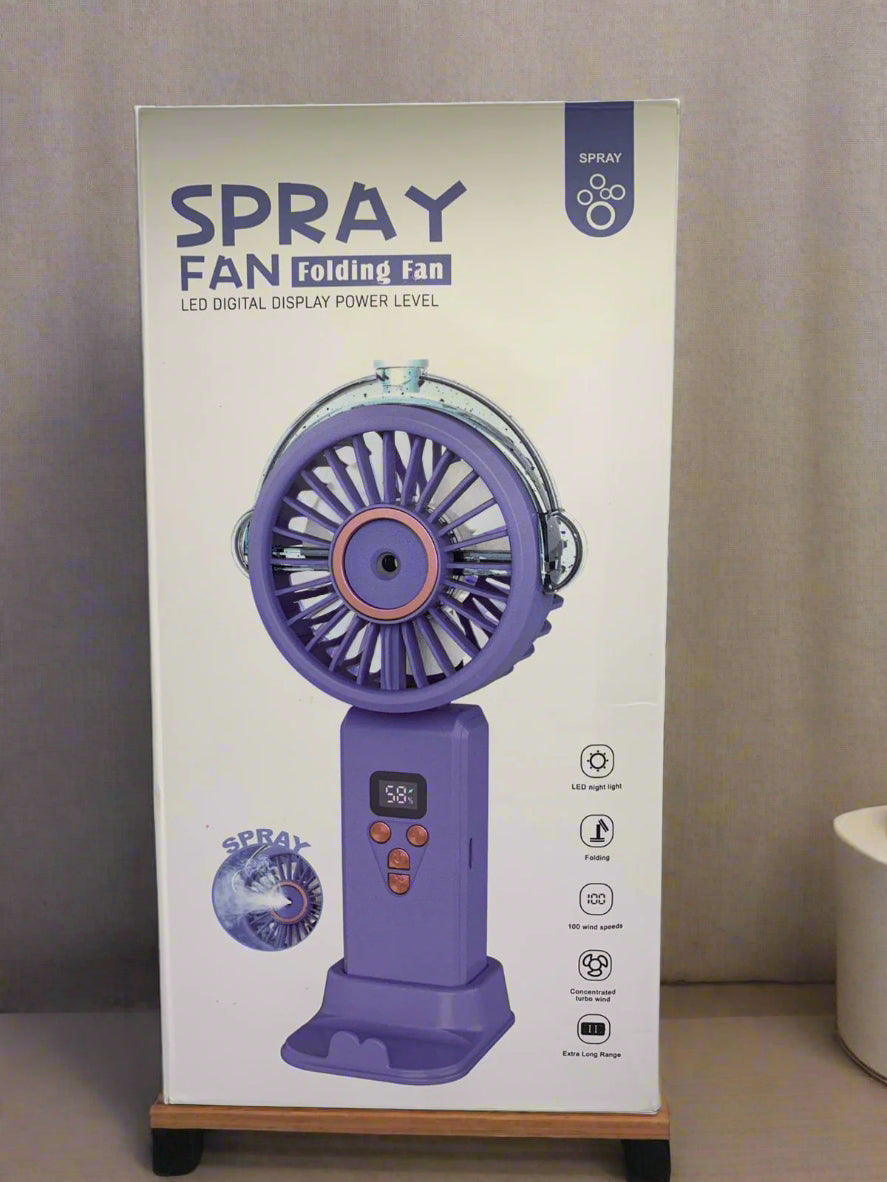 Spray Folding USB Chargeable Fan with LED Power Display