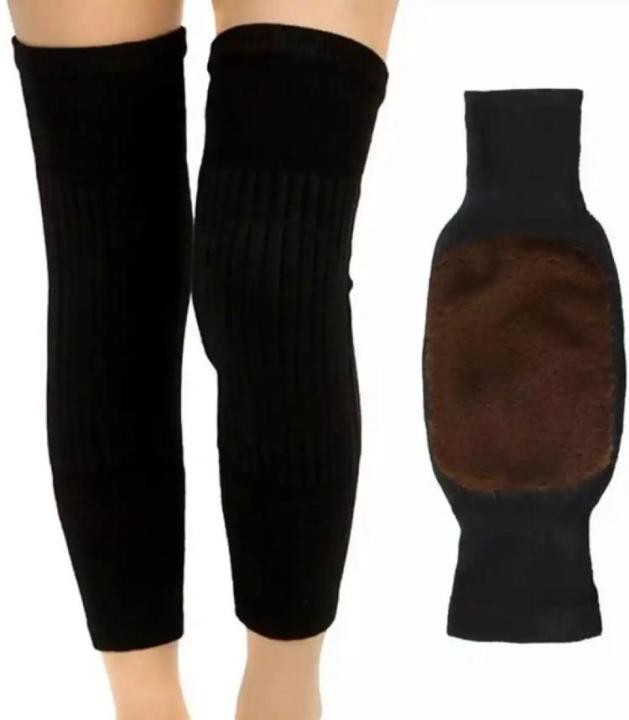 2 PCS Non-Slip Cashmere Wool Knee Pads Brace – Adjustable Leg Warmers with Strap for Men & Women