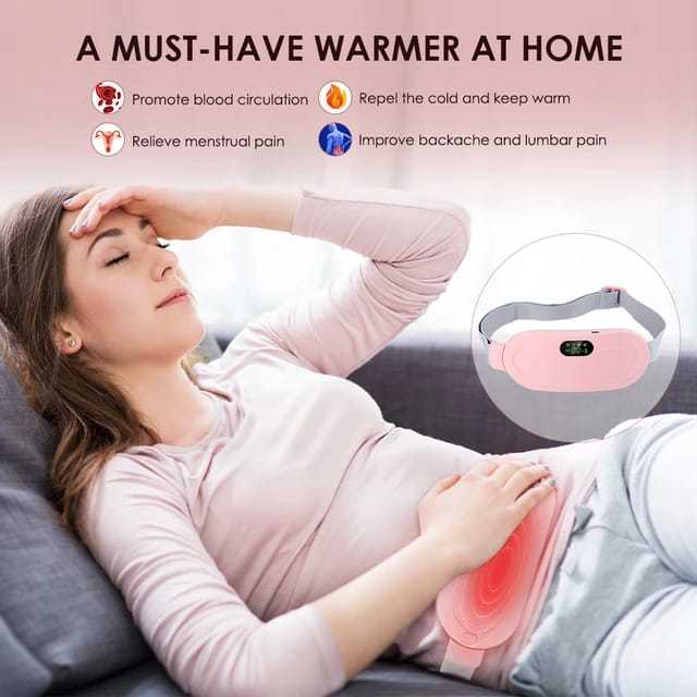 Period Pain Relief Heating Belt | Portable Electric Menstrual Cramp Massager with 3 Heat Levels & 4 Modes for Women & Girls