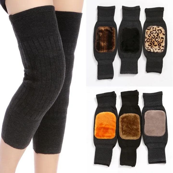 1 Pair Woolen Blend Thermal Knee Warmers – Breathable, Elastic Knee Sleeves for Winter Pain Relief & Warmth