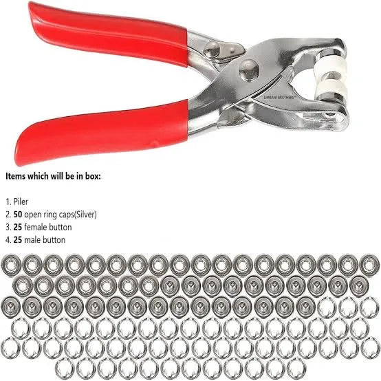 50 Pairs Metal Snap Buttons with Press Plier Set | 9.5mm Snap Fasteners Kit, DIY Sewing Tool for Clothes & Fabric
