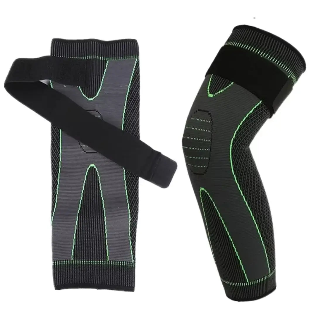 1 Pcs Long Adjustable Compression Knee Sleeves Anti-Slip Knee Support Braces for Running Elastic Nylon Sports Compression Pad Unisex Color Green, Black, Orange