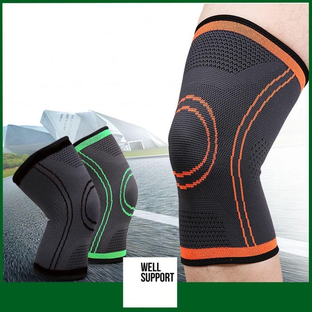 1 Pcs Long Adjustable Compression Knee Sleeves Anti-Slip Knee Support Braces for Running Elastic Nylon Sports Compression Pad Unisex Color Green, Black, Orange