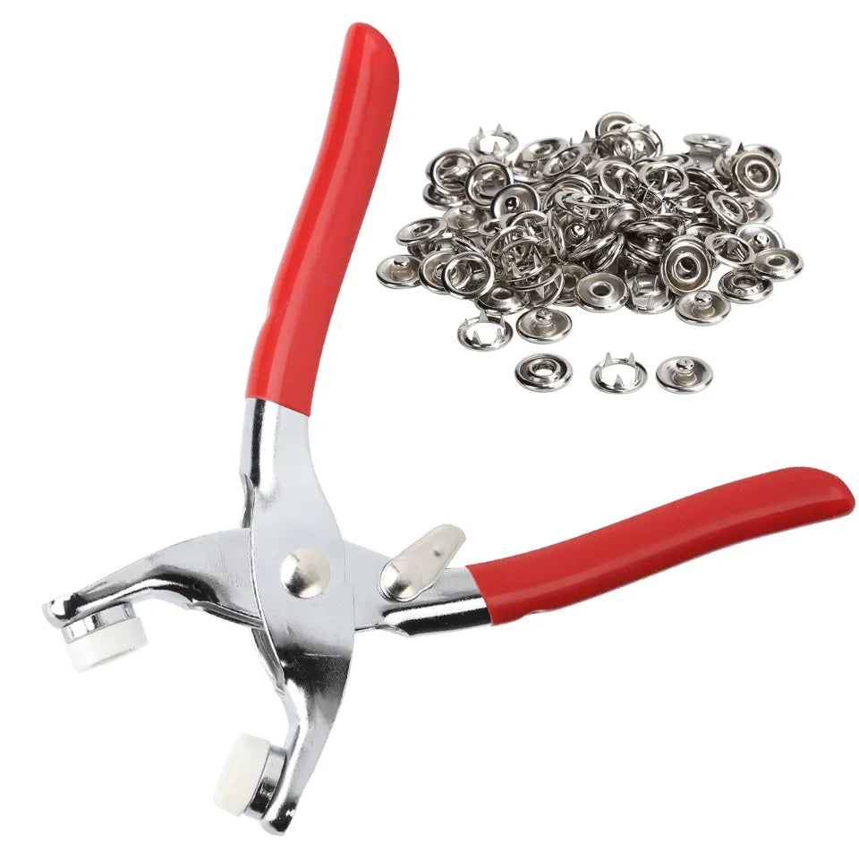 50 Pairs Metal Snap Buttons with Press Plier Set | 9.5mm Snap Fasteners Kit, DIY Sewing Tool for Clothes & Fabric
