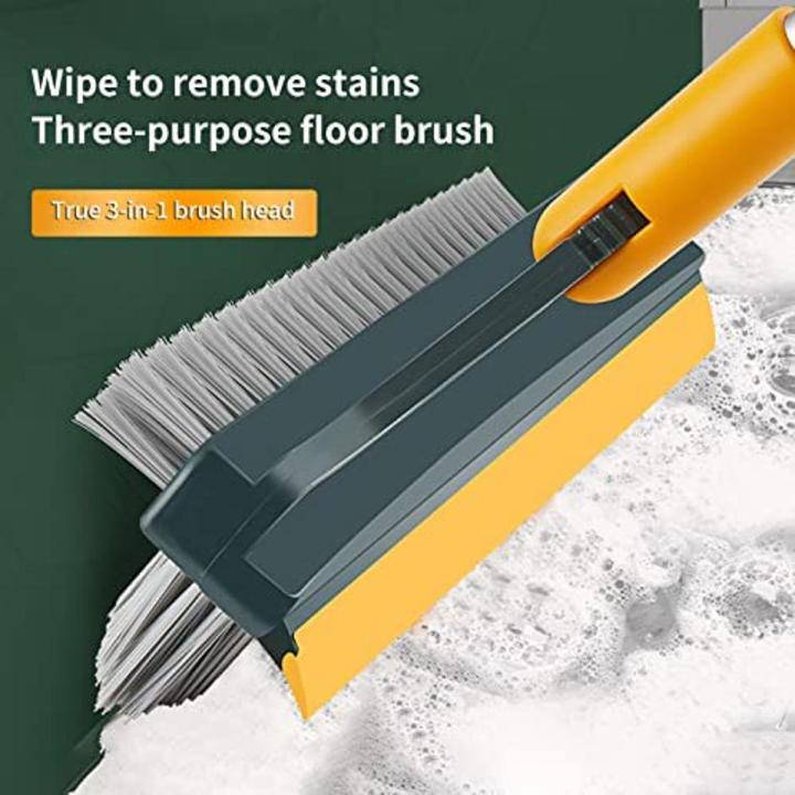 2 in 1 Bathroom Cleaning Brush with Wiper – Long Handle, 120° Rotating Floor & Tile Scrubber (Multicolor)