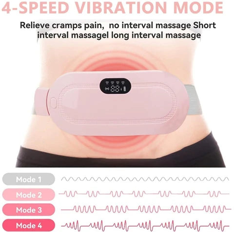 Period Pain Relief Heating Belt | Portable Electric Menstrual Cramp Massager with 3 Heat Levels & 4 Modes for Women & Girls