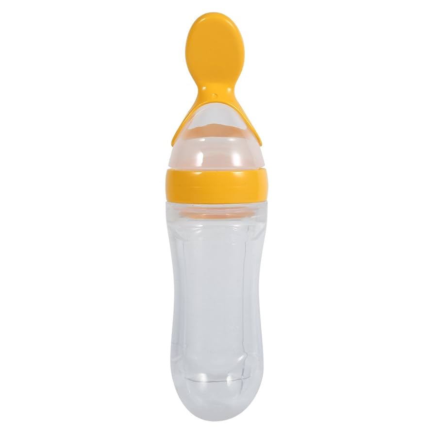Baby Silicone Spoon Feeder Bottle – 90ml Soft Squeeze Feeding Bottle for Infants & Toddlers (Food & Cereal Dispenser)