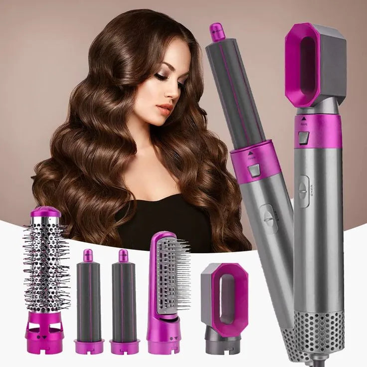 5 in 1 Hair Styler, 2025 New Updated Air Styler with Hot Air Brush, Air Curler, Hair Dryer, Straighteners,Wrapper (Purple Light)