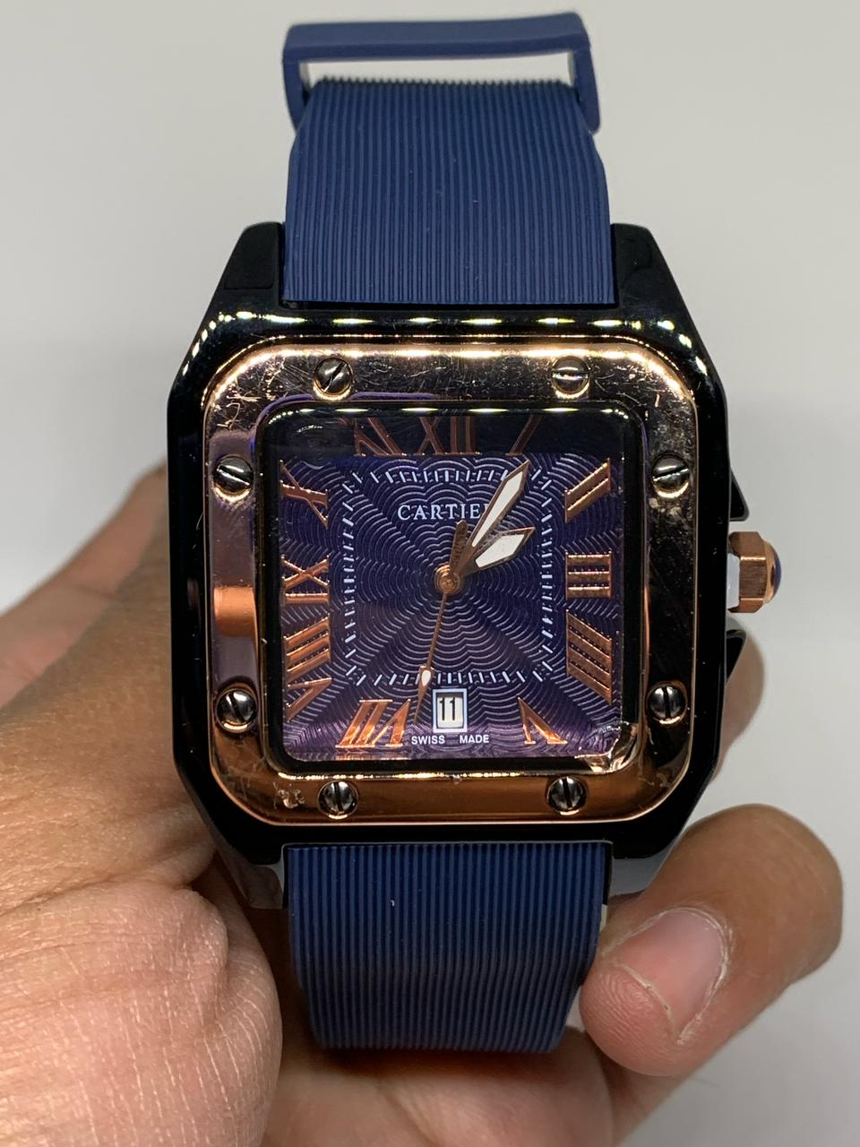 Cartier Jublie Swiss 148 0288.5 Ceramic Steel Band Scratchproof Water Sealed Wrist Watch for Men With Functional Date