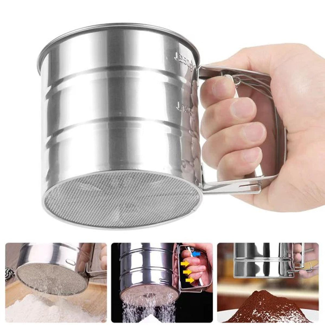 Stainless Steel Flour Sifter – Handheld Powder & Sugar Strainer Kitchen Tool