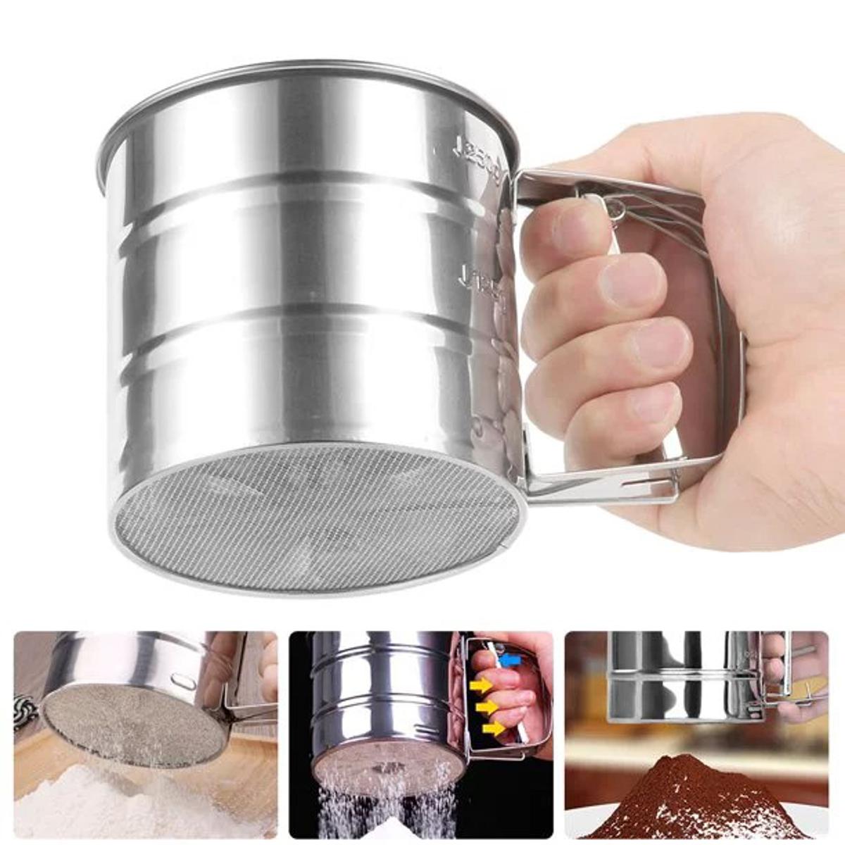 Stainless Steel Flour Sifter – Handheld Powder & Sugar Strainer Kitchen Tool