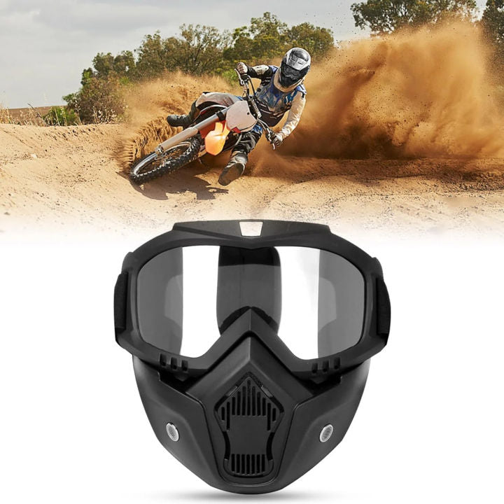 Motorcycle Face Helmet Mask with Goggles | Fog-Proof, Windproof & Warm Biker Accessories