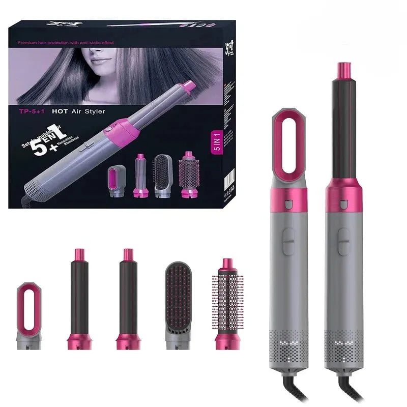 5 in 1 Hair Styler, 2025 New Updated Air Styler with Hot Air Brush, Air Curler, Hair Dryer, Straighteners,Wrapper (Purple Light)