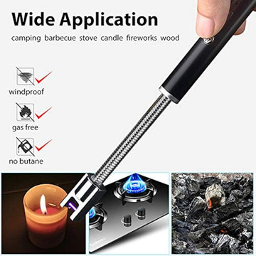 USB Rechargeable Flameless Arc Lighter – Flexible Neck, Windproof Design for Candles, Kitchen, Camping, Hiking & Fireplaces