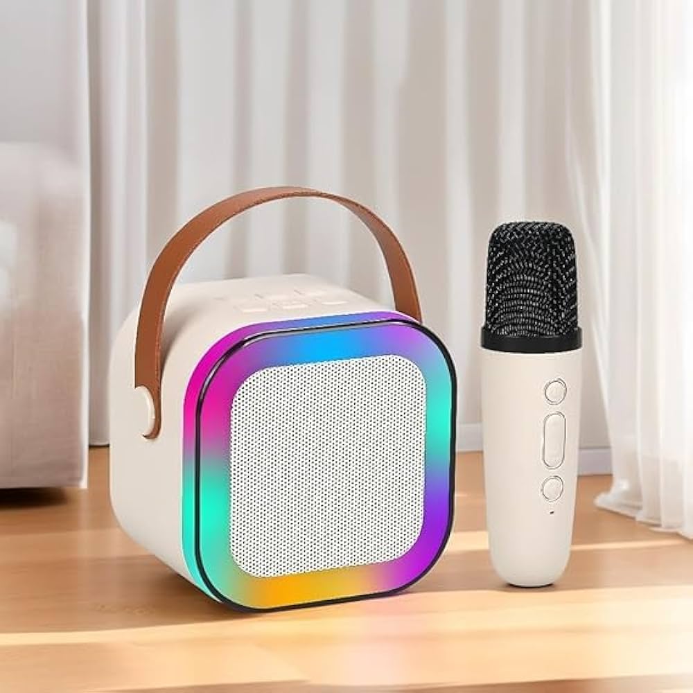 "K12 Bluetooth Wireless Speaker with Mic – RGB Lights, Powerful Sound, Multi-Compatibility Modes