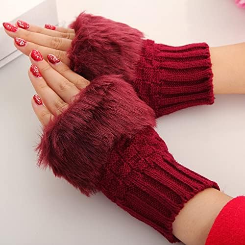 Women Winter Fingerless Cat Paw Gloves – Warm Soft Plush Mittens for Cycling, Camping & Running