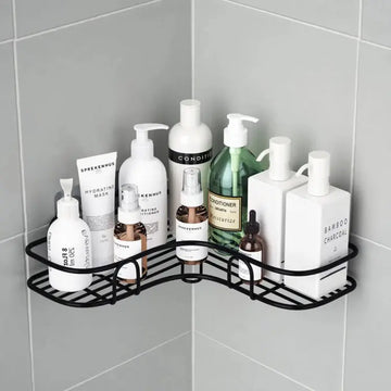 Wrought Iron Corner Shelf Organizer | Bathroom & Kitchen Wall Rack Storage for Accessories