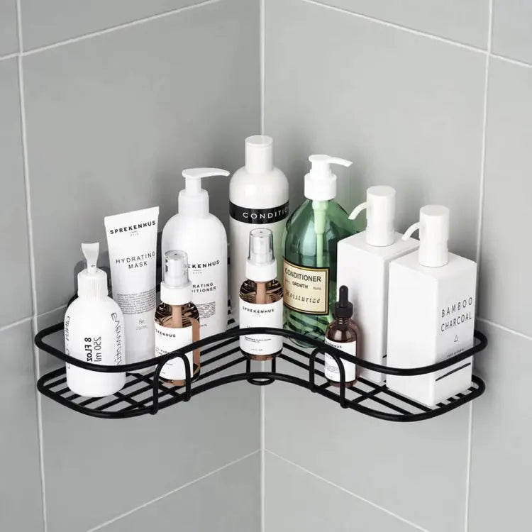 Wrought Iron Corner Shelf Organizer | Bathroom & Kitchen Wall Rack Storage for Accessories