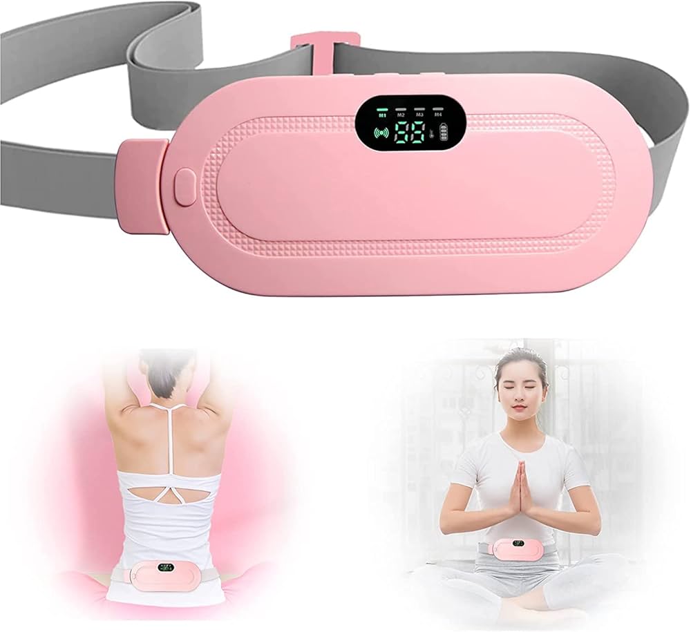 Period Pain Relief Heating Belt | Portable Electric Menstrual Cramp Massager with 3 Heat Levels & 4 Modes for Women & Girls