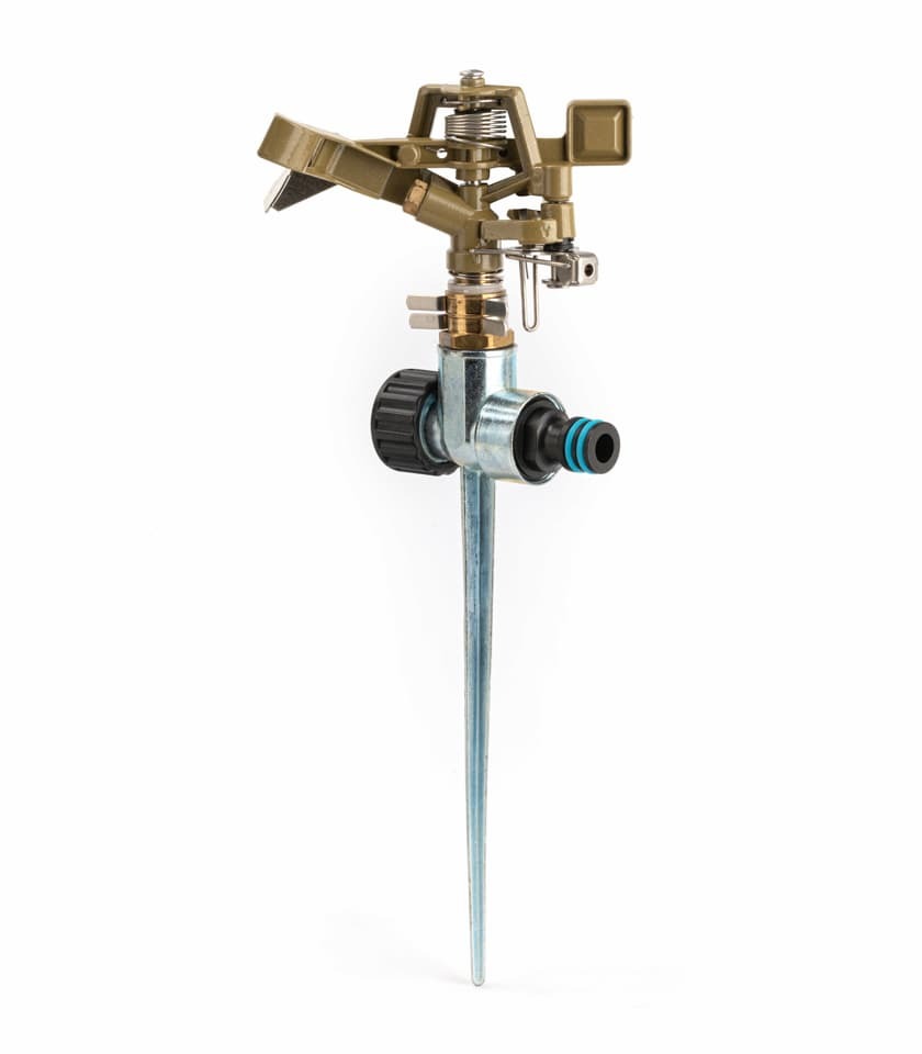 3/4″ Brass Impact Sprinkler Metal with Spike Lawn Grass – 360 Degree Adjustable Rotating Water Nozzle Impulse Sprayer For Water Irrigation/Sprinkler System tools