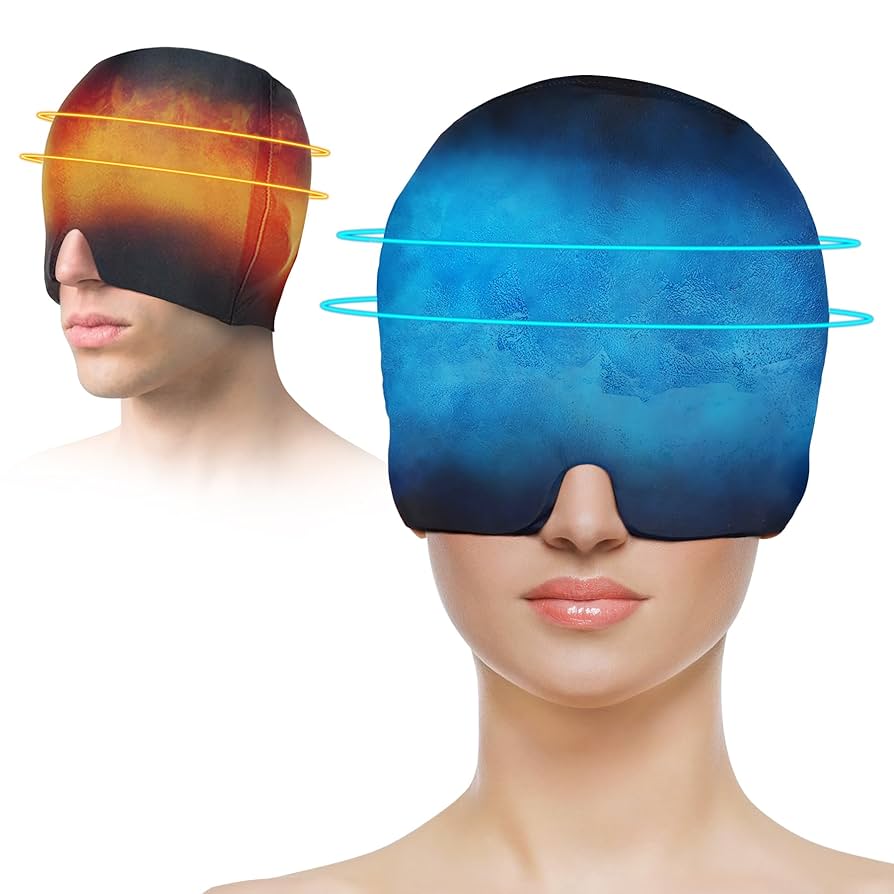 Headache & Migraine Relief Cap with Gel Beads | Hot & Cold Therapy Ice Cap for Headache, Migraine, Stress & Pressure Pain Relief