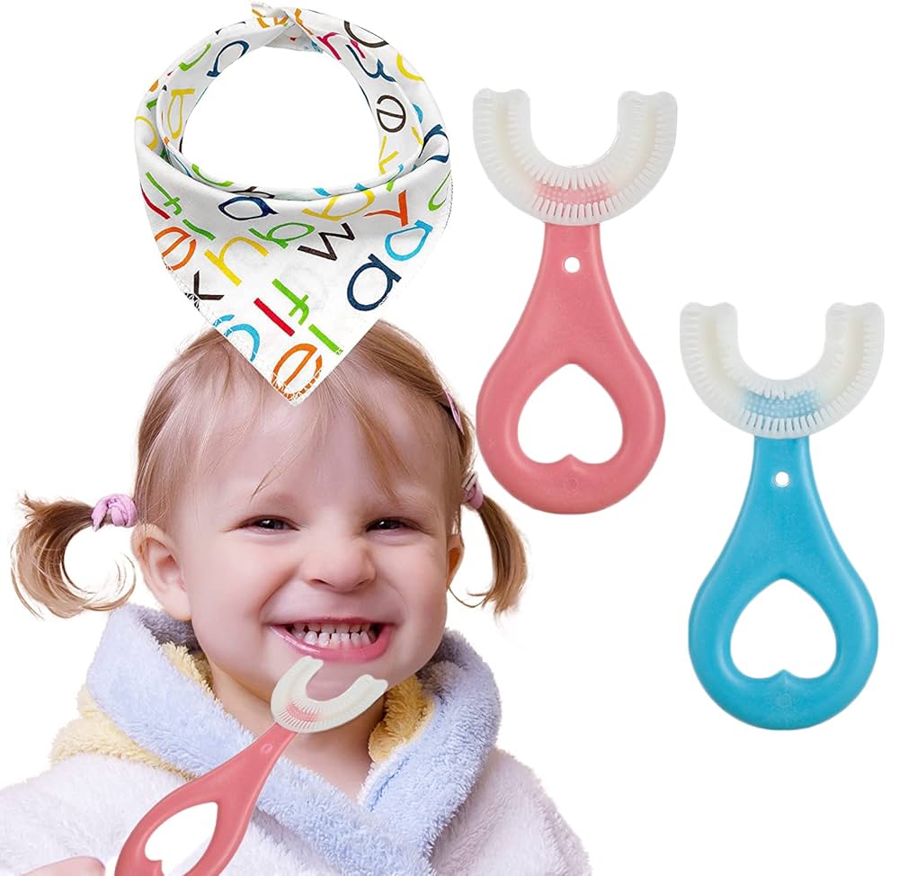 Kids U-Shaped Toothbrush – Soft Silicone 360° Oral Cleaning Brush for Toddlers Age 2–6