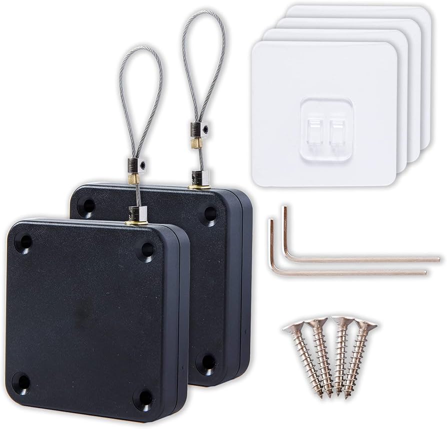 Automatic Door Closer Punch-Free – 800g Pull, 1.2m Wire Rope, Easy Install Sensor Door Closer for Home & Office (Black)