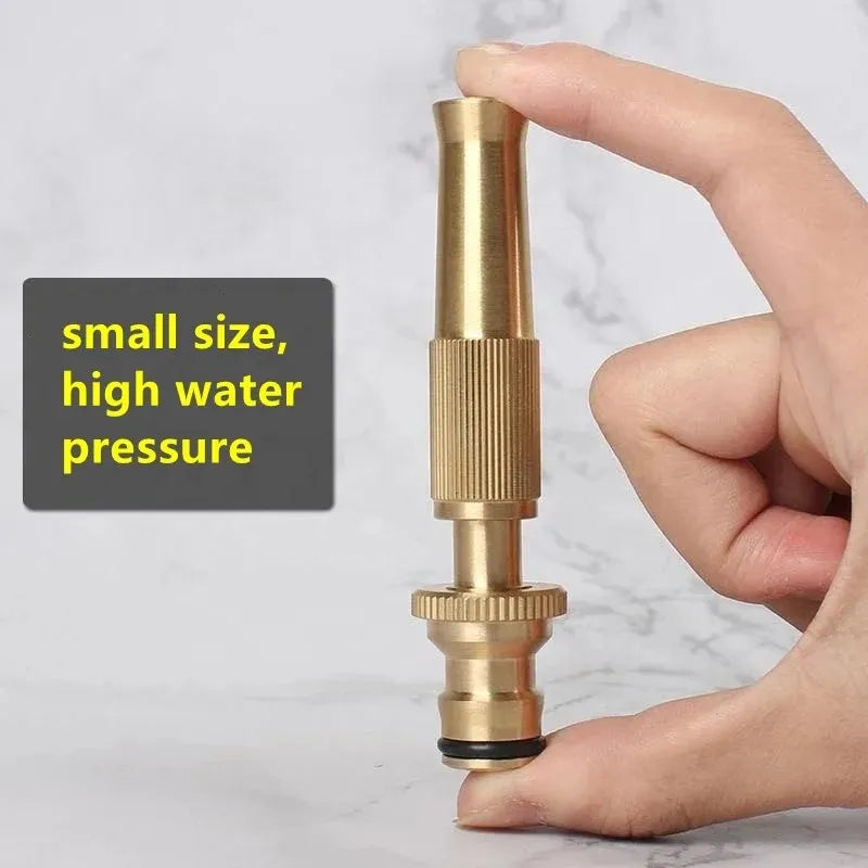 High Pressure Brass Garden Spray Nozzle – 4 Mode Adjustable Hose Nozzle for Watering & Cleaning