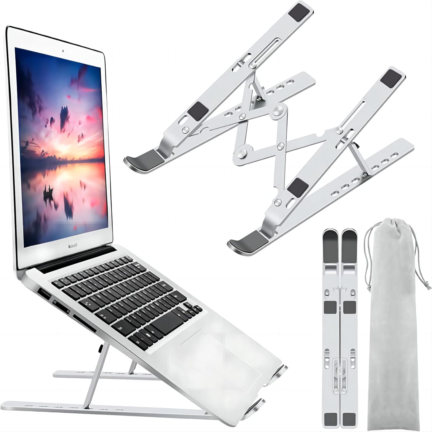 Multi-Position Foldable Laptop Stand | Adjustable Notebook Bracket for Ergonomic Viewing & Cooling