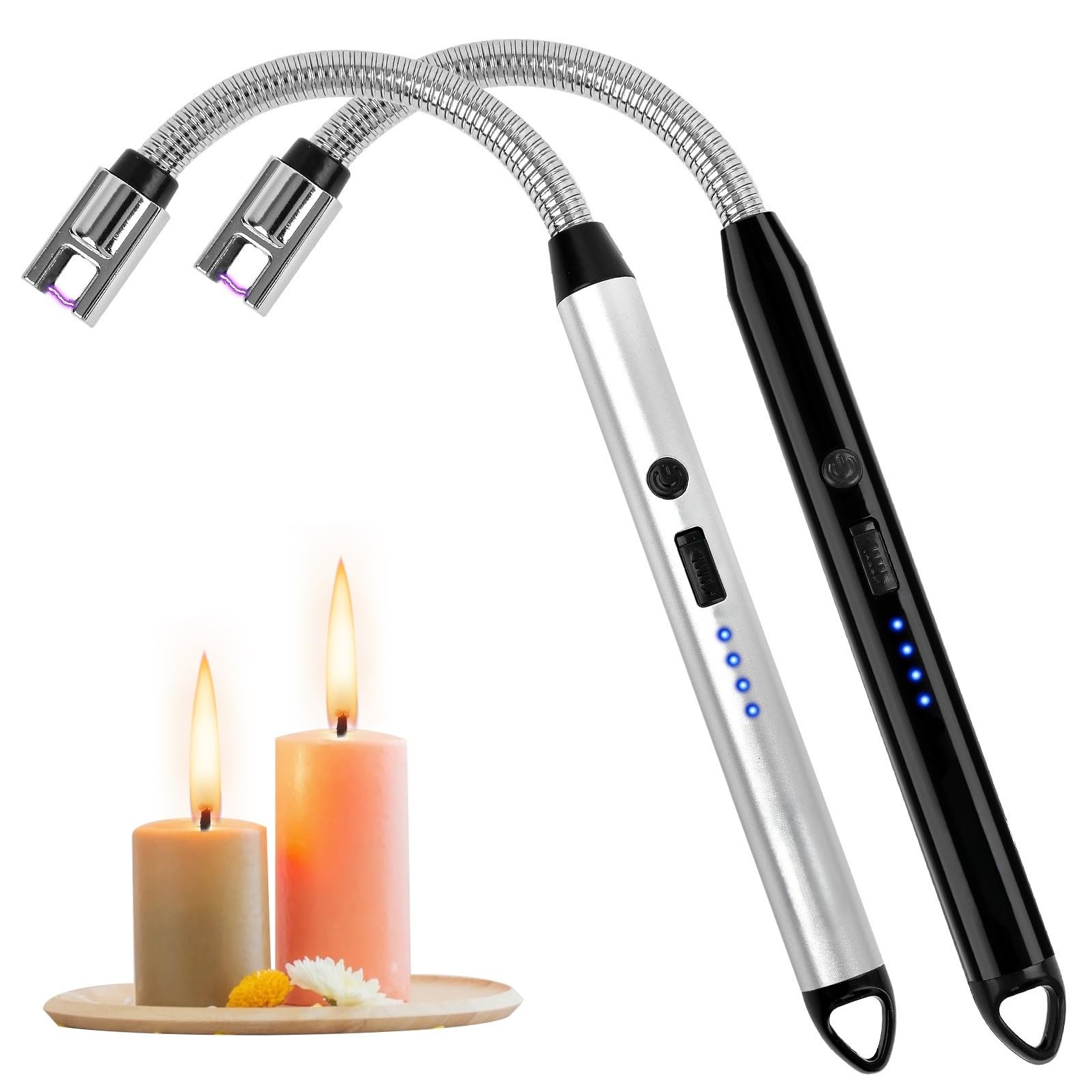 USB Rechargeable Flameless Arc Lighter – Flexible Neck, Windproof Design for Candles, Kitchen, Camping, Hiking & Fireplaces