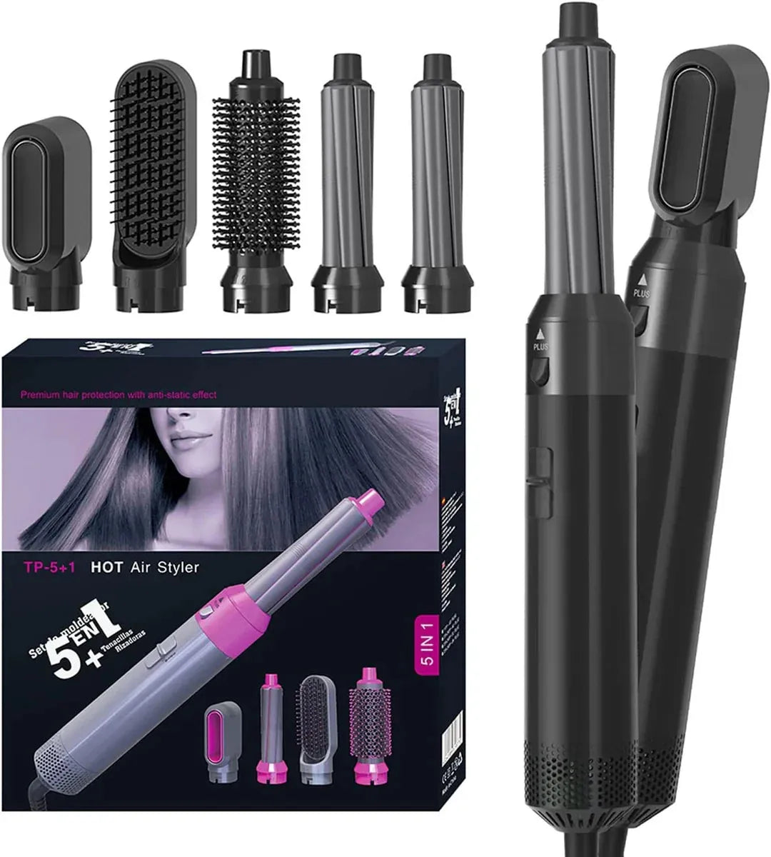 5 in 1 Hair Styler, 2025 New Updated Air Styler with Hot Air Brush, Air Curler, Hair Dryer, Straighteners,Wrapper (Purple Light)