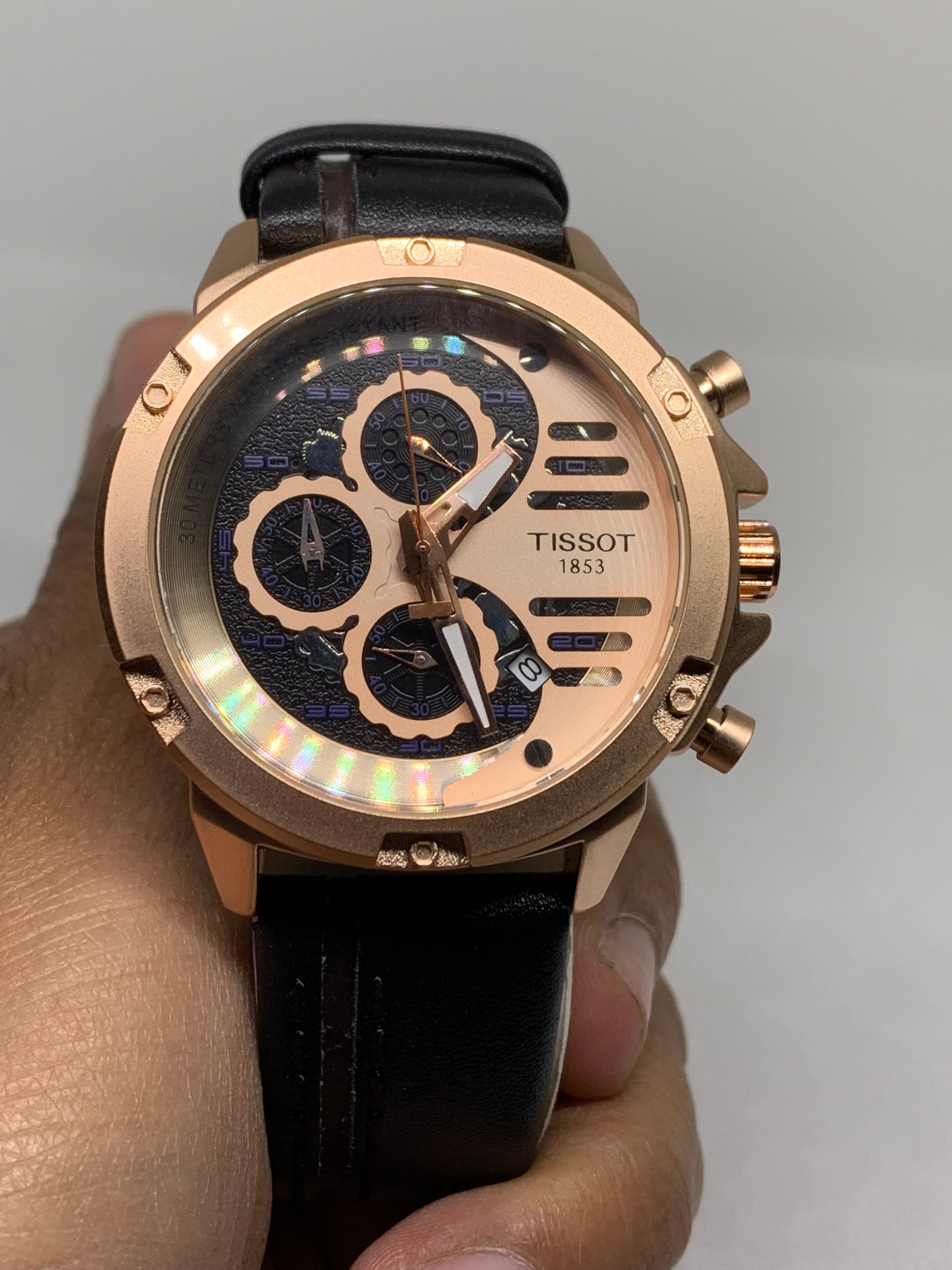 Tissot 1853 Saphire Crystal Stainless Steel Water Resistant Stylish Men's Belt Wrist Watch with Functional Date & Stop Watch