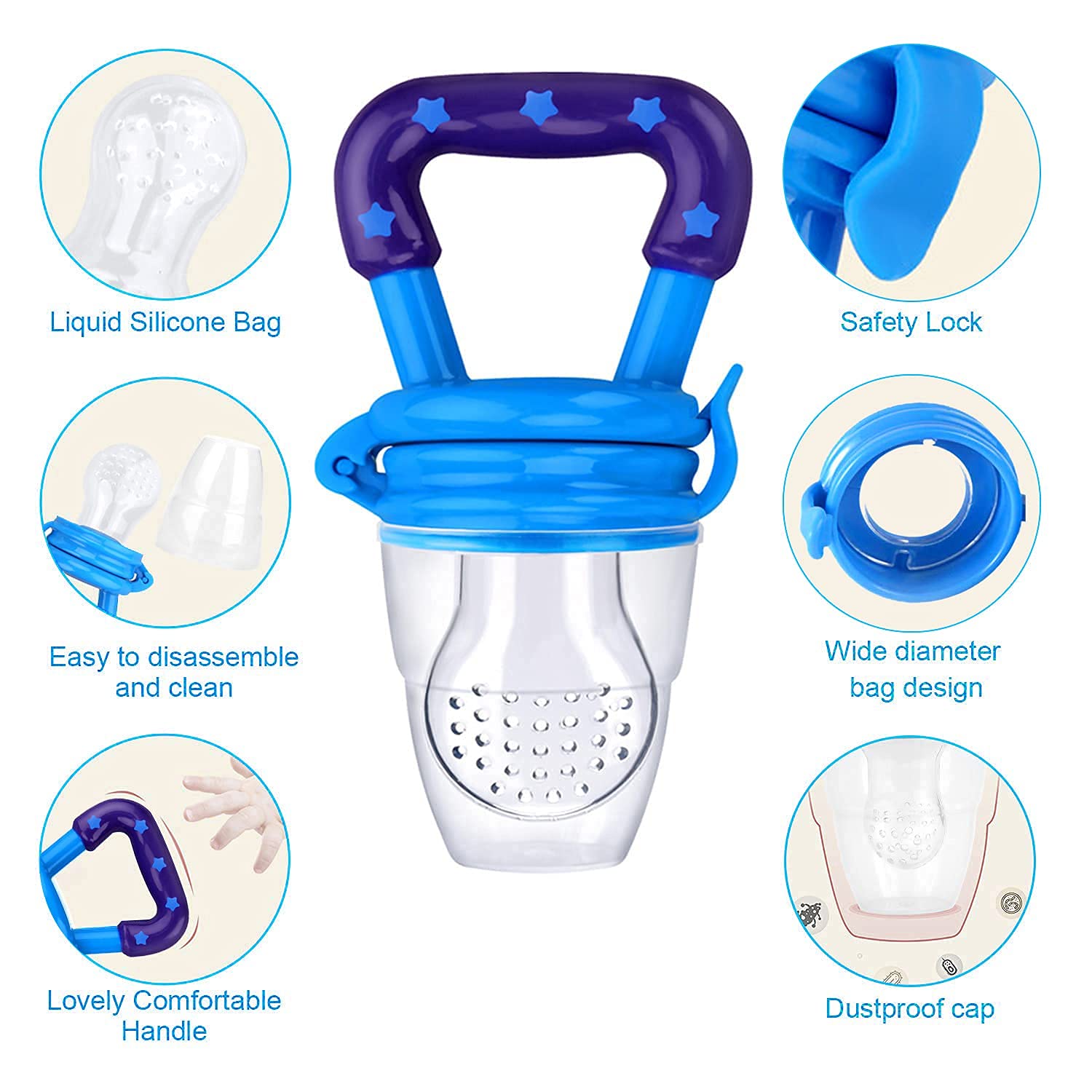 Baby Fruit Feeder Pacifier | Fresh Food Feeder, Infant Teething Toy with Silicone Pouch for Toddlers & Kids