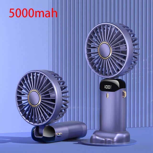 Portable & Foldable  USB Rechargeable   5 Modes   Electric Fan With Smart Led Digital Display &  Mobile Holder Stand