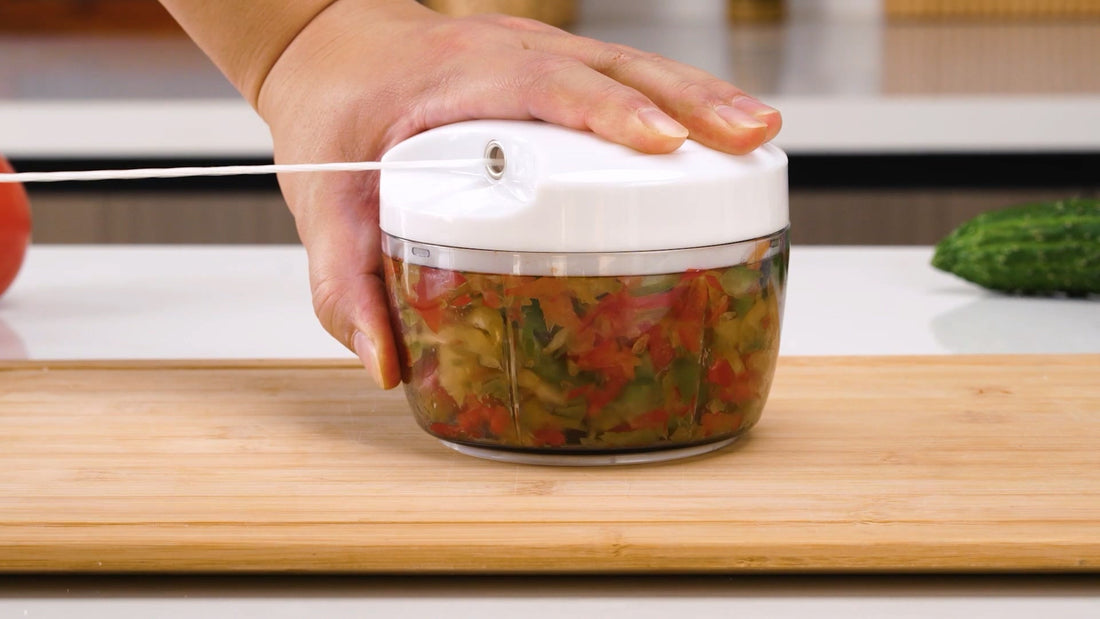 Mini Food Chopper – Stainless Steel Blade | Kitchen Accessories & Cooking Utensils – Rope Vegetable Chopper
