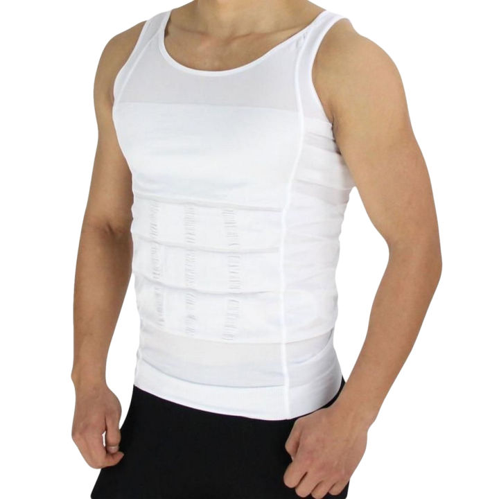 Slim N Lift Men’s Slimming Vest – Body Shaper for Tummy Control & Slim Fit White