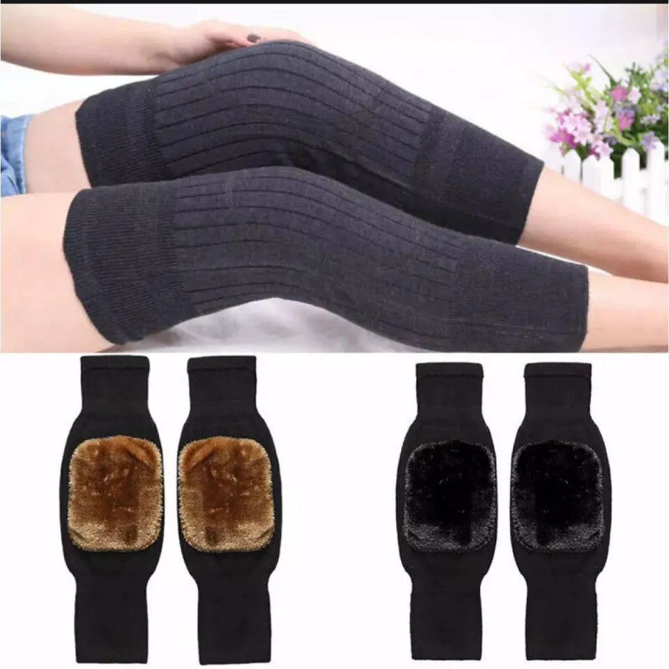 1 Pair Woolen Blend Thermal Knee Warmers – Breathable, Elastic Knee Sleeves for Winter Pain Relief & Warmth