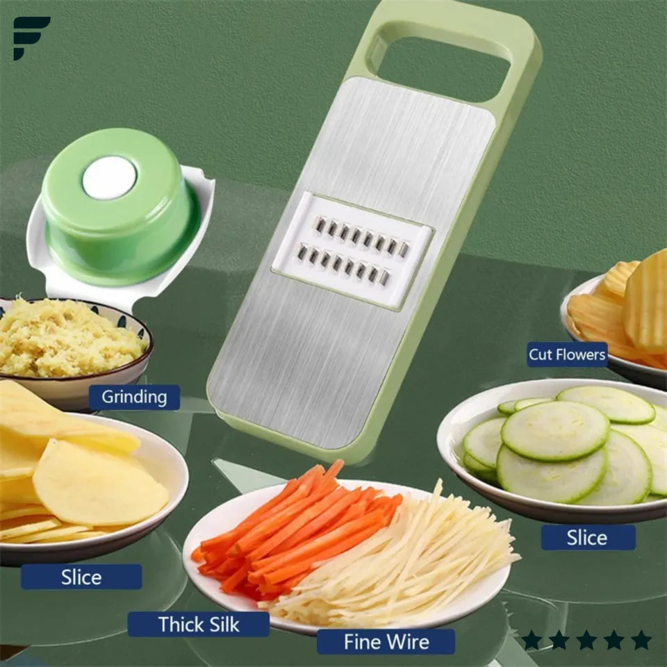 5-in-1 Multifunctional Vegetable Slicer & Cutter | Manual Potato, Carrot, Garlic, and Onion Grater Chopper | Kitchen Tool for Easy Food Prep