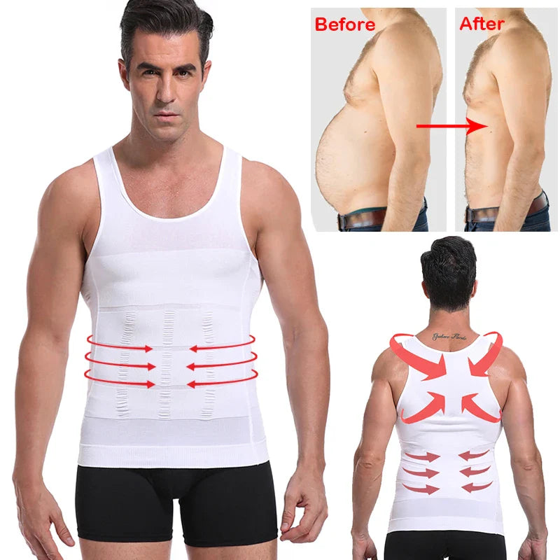 Slim N Lift Men’s Slimming Vest – Body Shaper for Tummy Control & Slim Fit White
