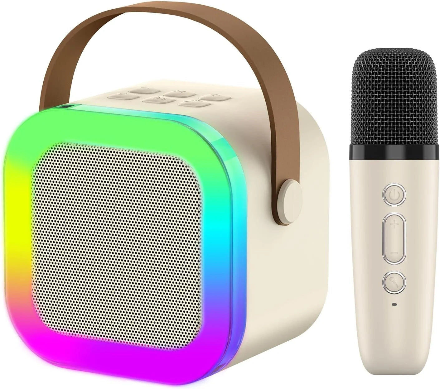 "K12 Bluetooth Wireless Speaker with Mic – RGB Lights, Powerful Sound, Multi-Compatibility Modes