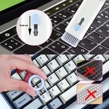 7 in 1 Keyboard & Earphone Cleaning Kit | Laptop, MacBook, Tablet & Screen Dust Brush with Airpod Cleaner Pen, Key Puller & Spray Bottle